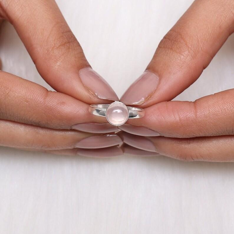 Rose Quartz Gemstone Ring, Handmade Ring, 925 Sterling Silver, Dailywear Ring, Women Ring
