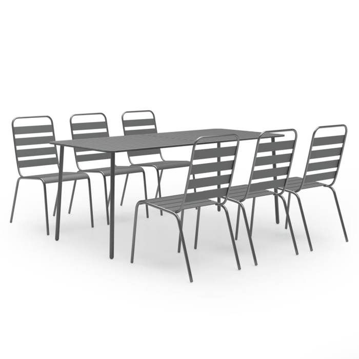 Maison Exclusive - Ensemble à manger de jardin 7 pcs Acier Gris foncé