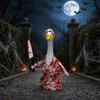 Fun Scary Halloween Design Porch Goose Outfit, Blood Clothes with Hat & Horror Style Costume Knife Knife, for Haunted House Party Favors Festive