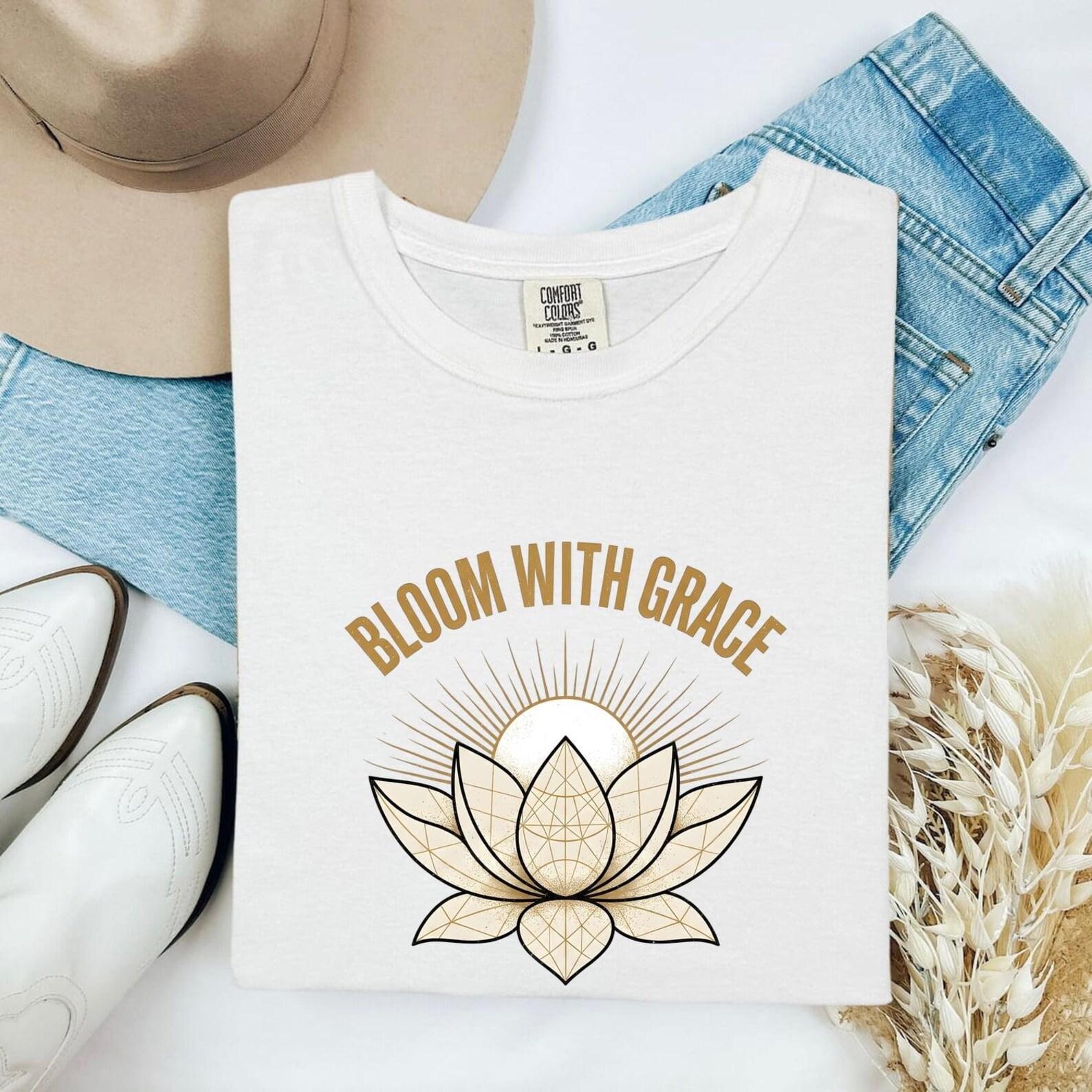 Lotus Flower Shirt Boho Chic Yoga Gift Women Geometric Tee Sacred Symbol T-Shirt Bohemian Enthusiast Abstract Tshirt Meditation Graphic 4XL