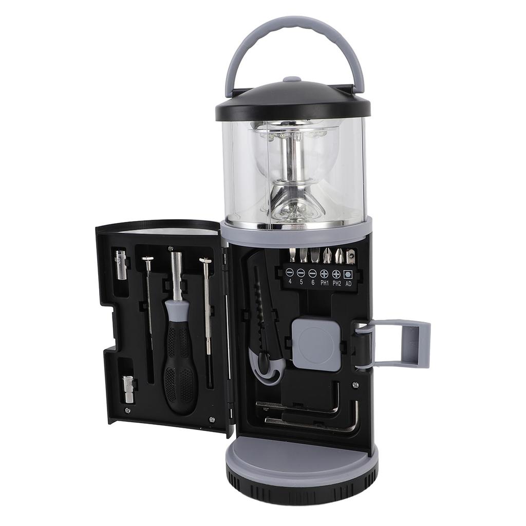 Camping Lantern with Tool Kit Portable Clear Lampshade Ergonomic Handle Battery Powered LED Camping