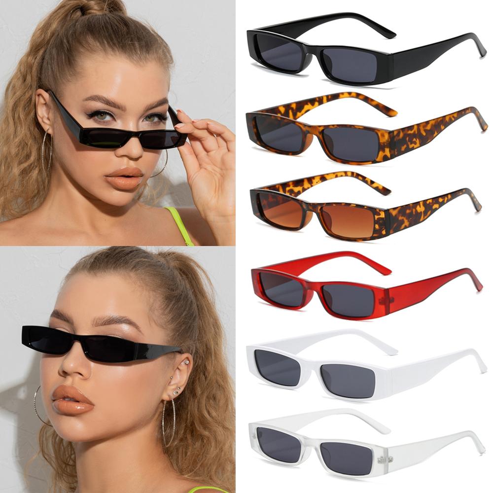 1PC Unisex Small Narrow Rectangle Frame Sunglasses Retro Vintage UV400 Protection Trendy Streetwear Eyewear Fashion Sun Glasses