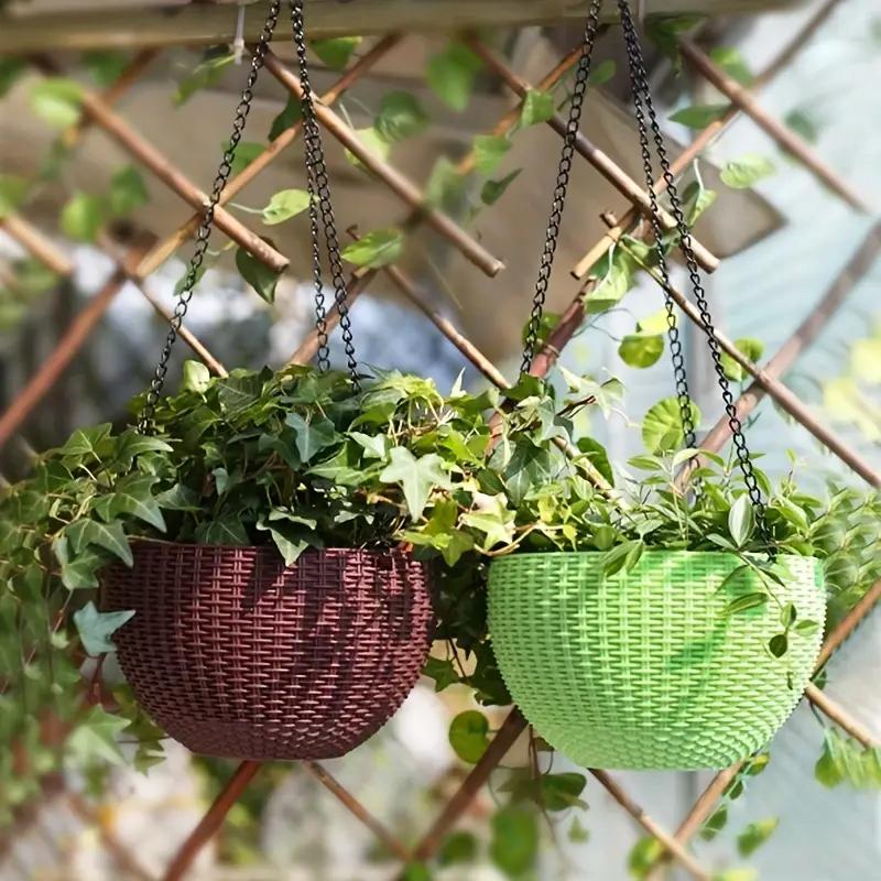 3pcs 1set Plastic Woven Hanging Flower Pot Hanging Hanging Basket Hanging Wall-mounted Green Radish Succulent Flower Balcony Thi