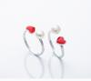 925 Pure Silver Pearl Opening Ring Temperament Red Love Ring Female Japan and South Korea Simple Silver Ornaments