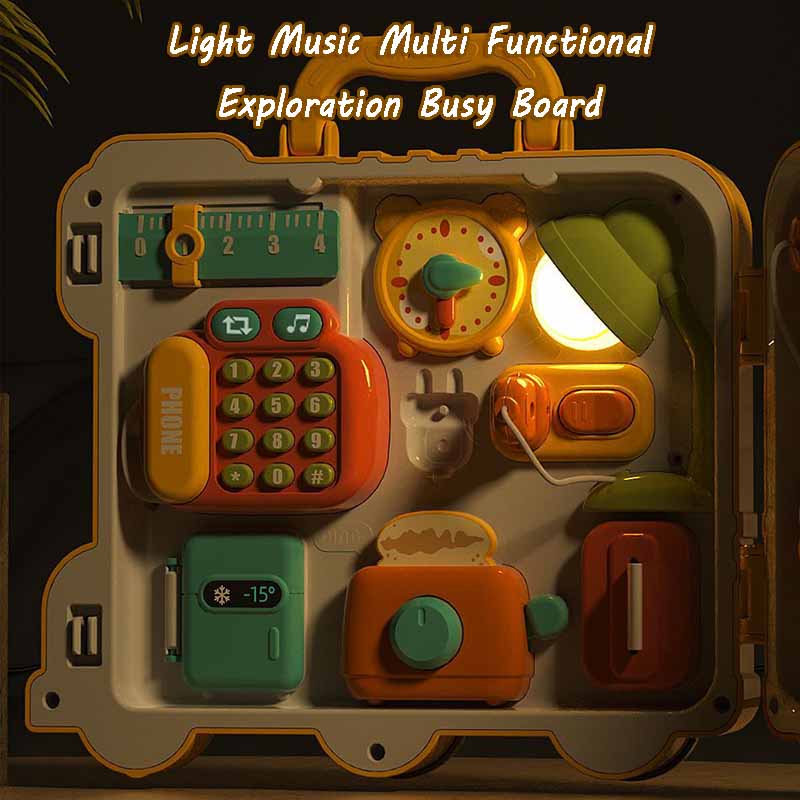 Montessori Sensory Busy Board Baby Travel Toy Music Lights Switch Basic Life Skills Learn Multifunction Activites Toy Xmas Gift