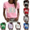 Women's Casual Printed T-Shirt Round Neck Pullover Short Sleeve Top