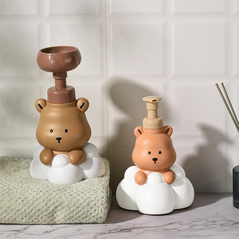 Cartoon Bear Shape Foam Soap Dispenser Foam Dispenser for Bathroom Refillable Hand Sanitizers and Shampoo Pump Bottle