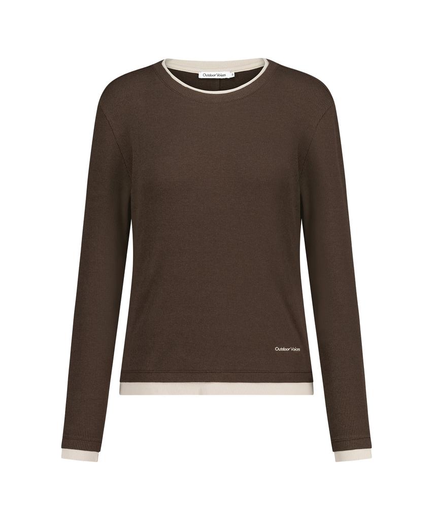 OUTDOOR VOICES (W)Layered Long Sleeve Tee (Brown)