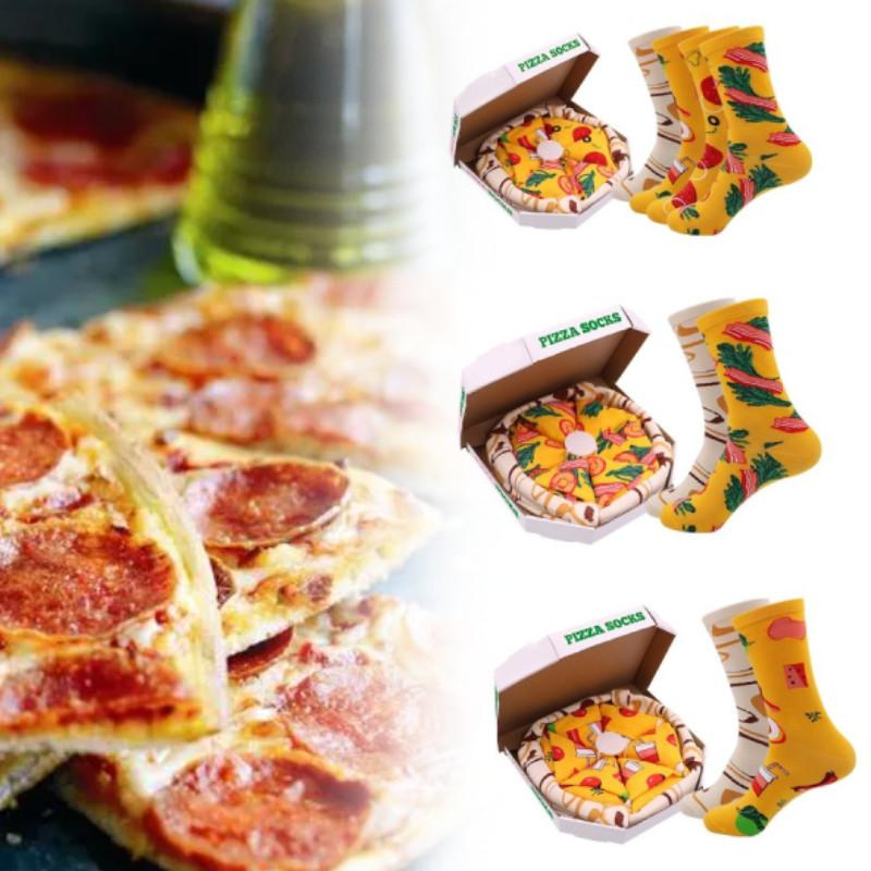 Lustige und farbenfrohe Pizza-Socken-Geschenkbox für Männer und Frauen mit kreativen Designs