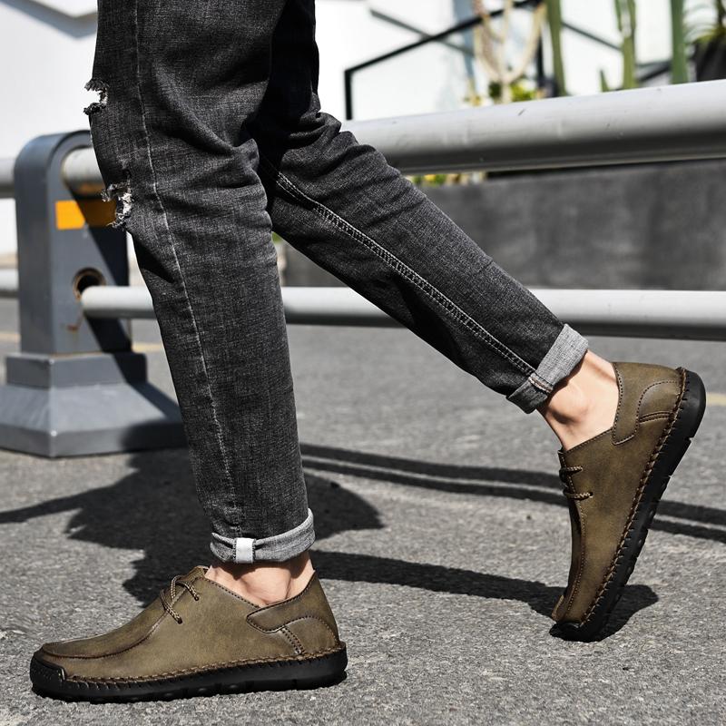 Fashion Men's Handmade Leather Shoes Platform New Lightweight Casual Designer Loafers Mocasin Flat Bottom High-quality Driving Shoes