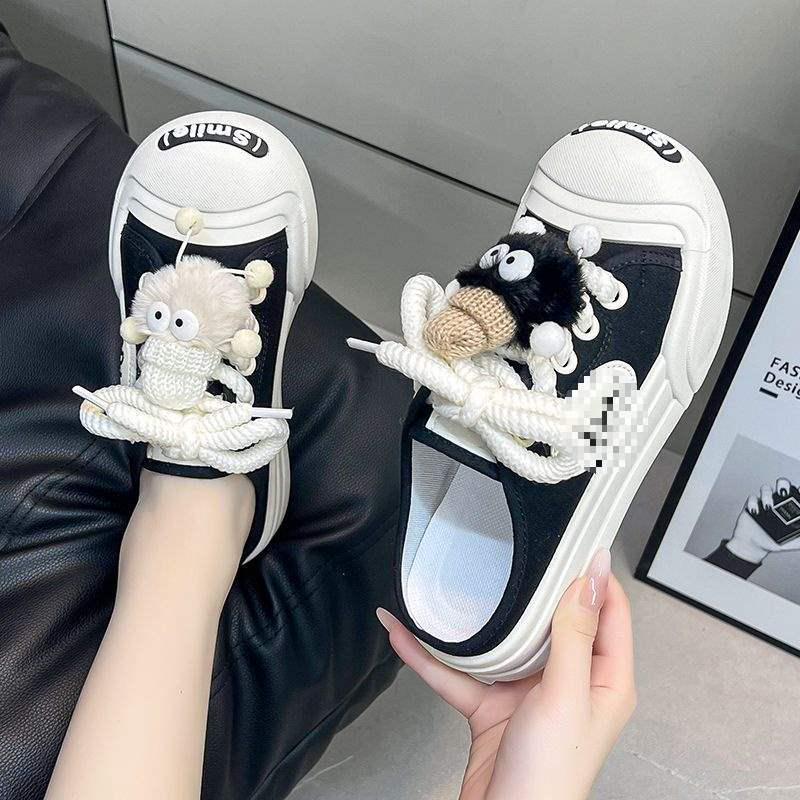 Women's 2025 Summer Korean Style Flat Canvas Slip-On Slippers