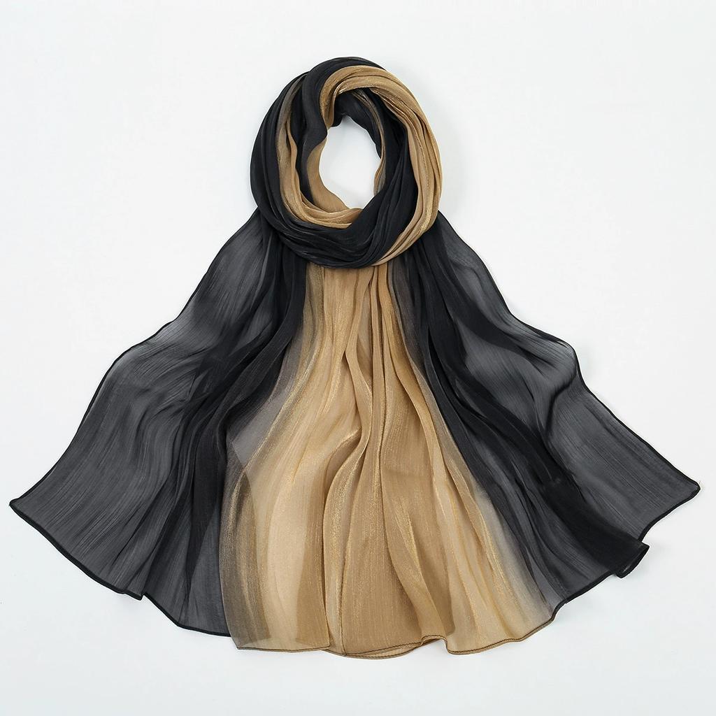 Gradient Wrinkled Satin Silk Hijab Scarf Solid Shawl Women Muslim Hijab Premium Yarn Scarf Islam Turban Ramadan