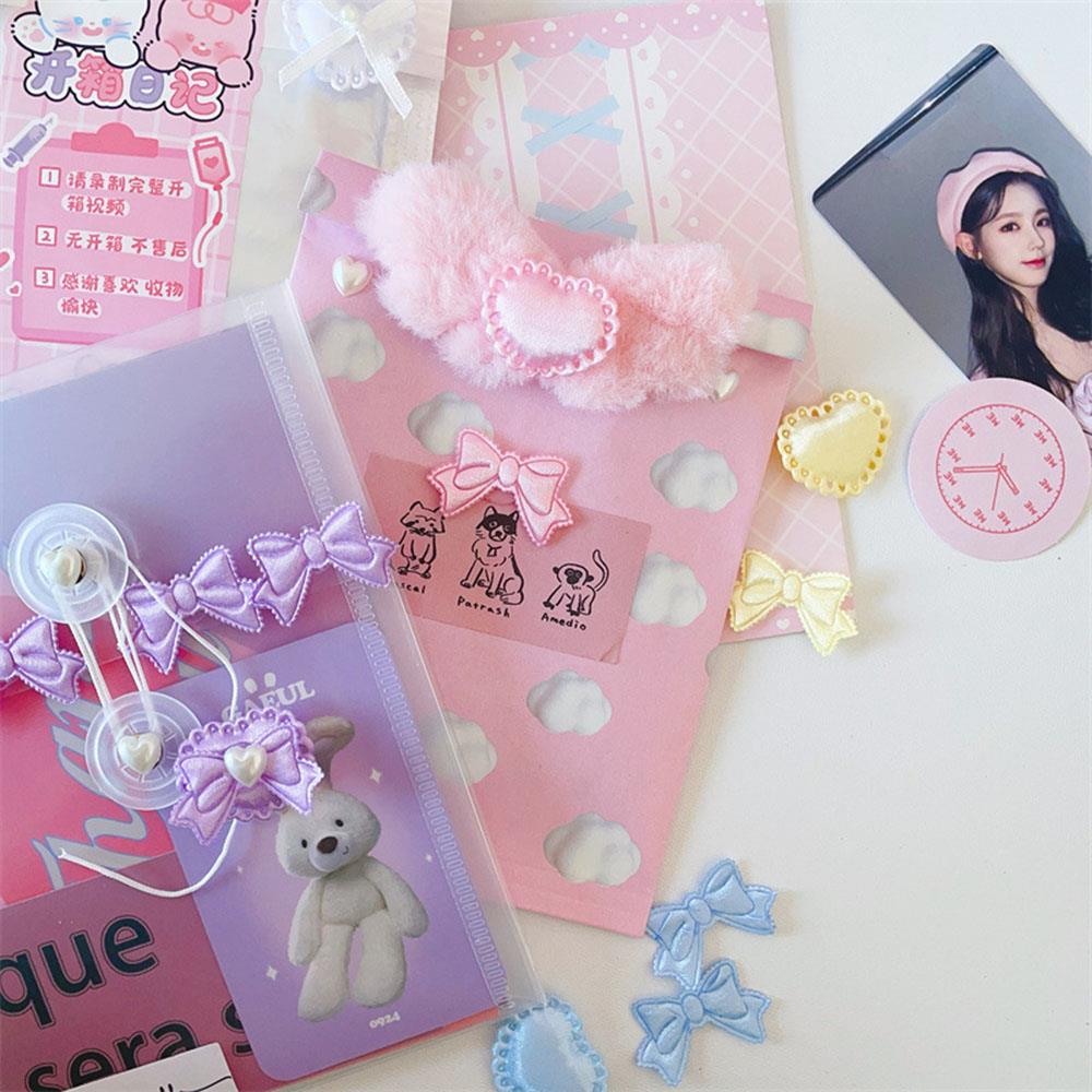 11pcs Ballet Style Bow Heart Decoration DIY Photo Card Cover Packaging Material Home Decor Sewing Supplies Handmade Accessories