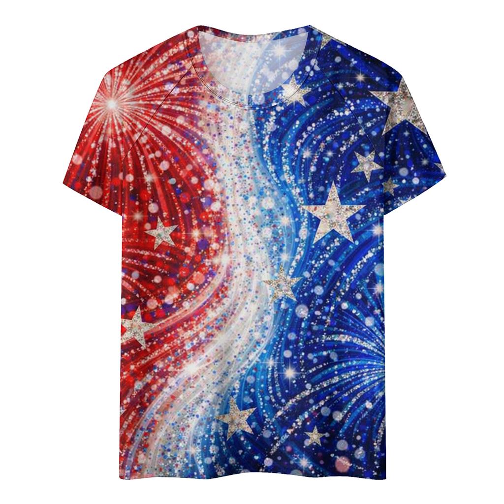 Women's Casual Fashion Short-Sleeve Raglan Sleeve Printed T-Shirt Top