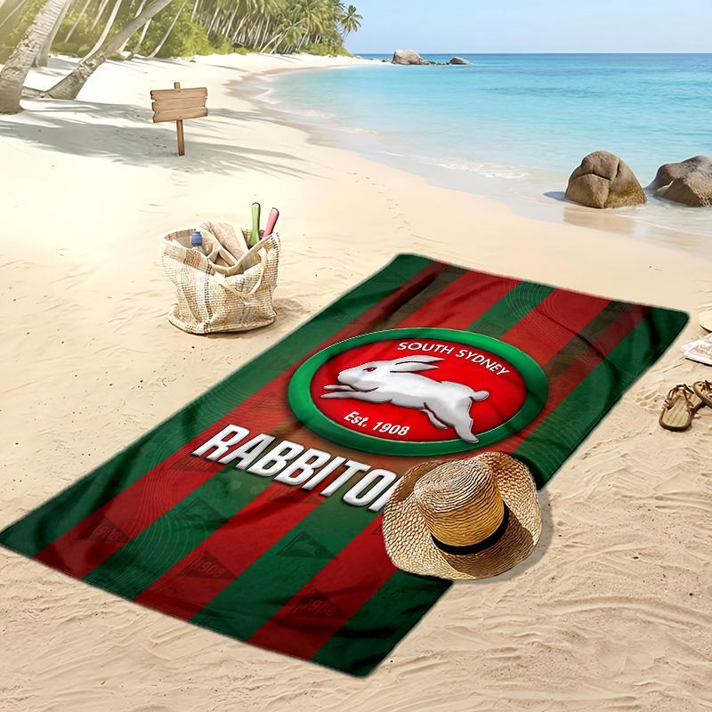 South Sydney Rabbitohs Print Beach Towel Soft Portable Quick?dry Towel For Pool Summer Vacation Outdoor Sport