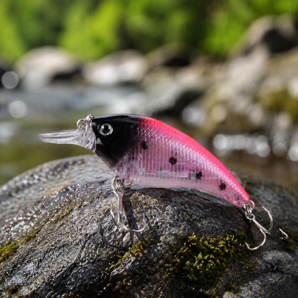 Angelköder Crankbait Hardbait Oberflächen-Imitationsfischköder Langlebiger Kunststoffkörper mit Drillingen für Süßwasserfischerei