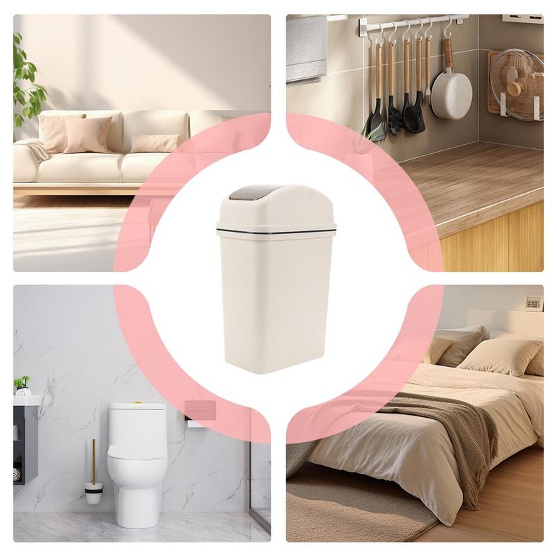 Swing Top Trash Can 10L Creative Trash Bin Tall Garbage Can Thickened Kitchen Waste Basket Leak-Proof Bathroom Garbage Bin
