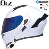 Orz Bluetooth Modular Motorcycle Helmet Full Face Half Dual Visor Winter Motorbike Men Women