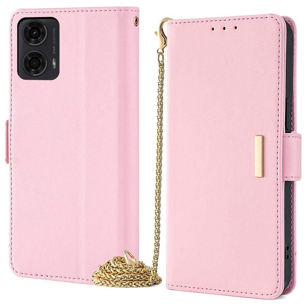 For Motorola Moto E14 4G/G04 4G/G04s 4G/G24 4G Case RFID Blocking Wallet Phone Leather Cover with Shoulder Strap