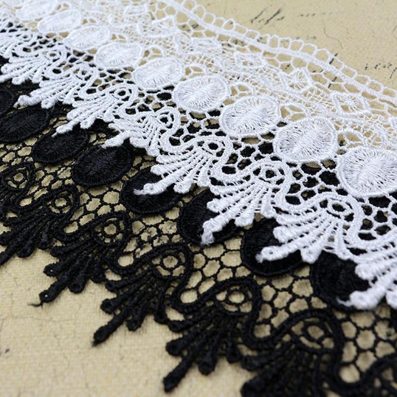Wide White and Black Lace, 10.5 Cm Long 1 Meter, Fringed Lace Accessories DIY Curtain Skirt Clothes Fabric Accessories
