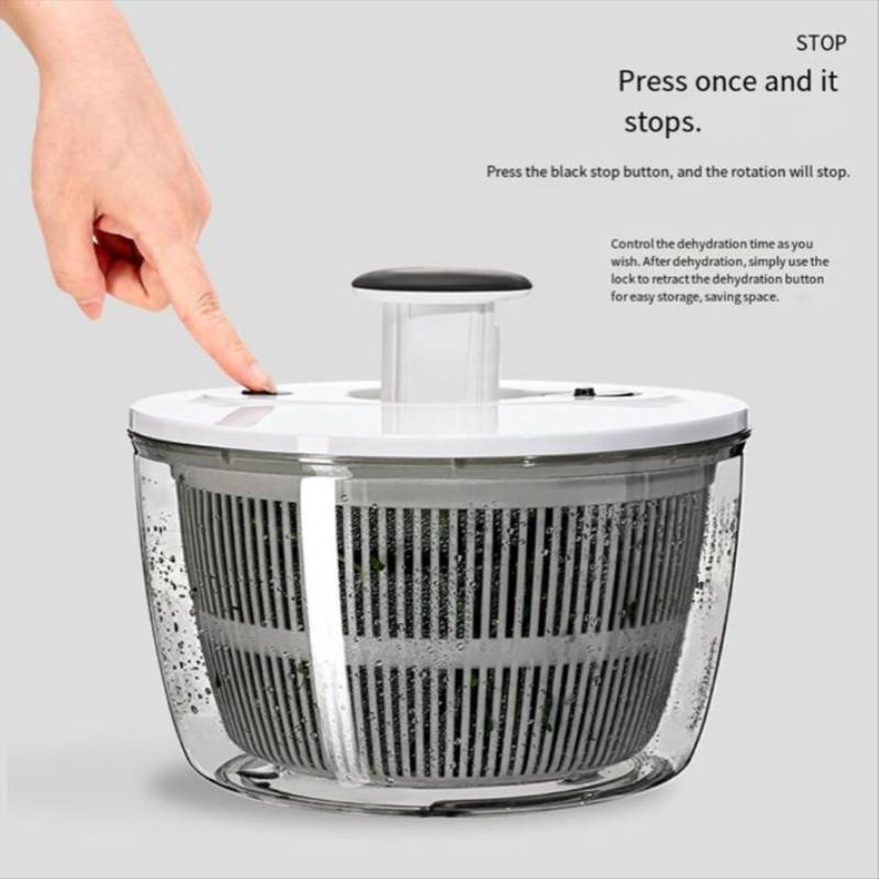 Multi Function Salad Spinner Basket With Manual Rotation For Fresh Fruit And Vegetable Washing