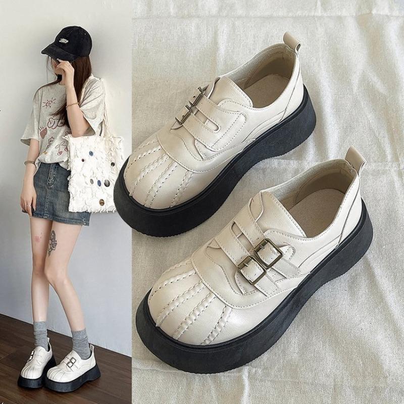 Women's Shoes 2025 New Designer Double Buckle Mary Jane Fashion Shoes Thick Sole Leather Shoes Ladies Comfort Anti Slip Loafers