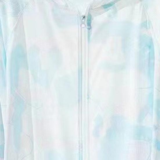 Kadın Güneş Koruyucu Mont Fermuarlı Açık Kapşonlu Yüz Boyun Koruması Buz İpek Anti-UV İnce Uzun Kollu Tie-dye Bisiklet Kamp Ceket