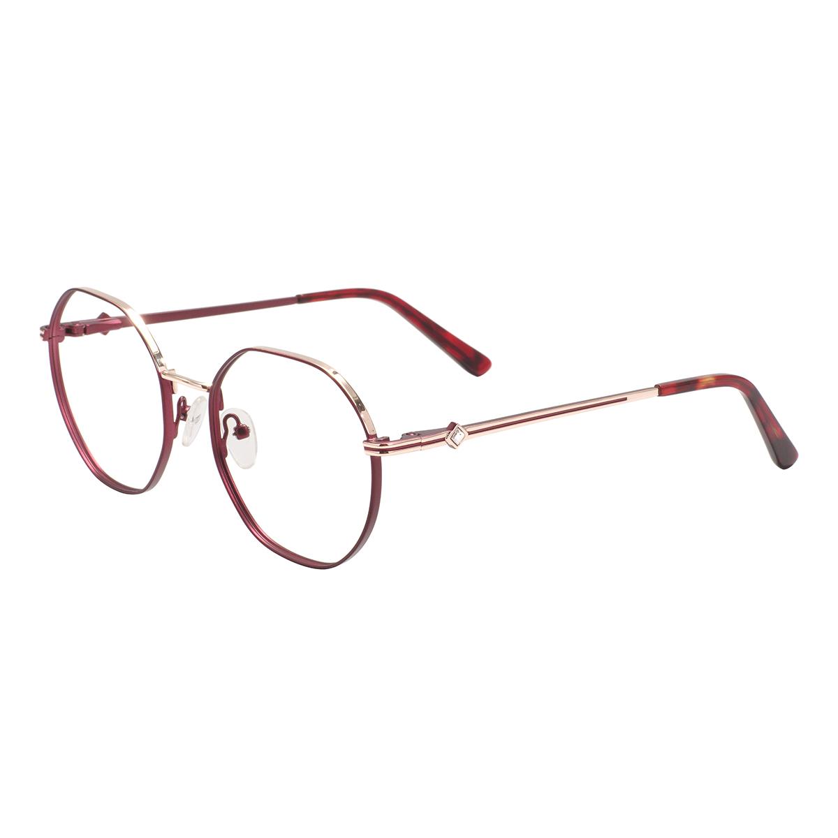 

Men Women Retro Round Assorted Colors Spectacle Metal Polygonal Glasses Frame With Spring Hinge For Optical Prescription Lens красный