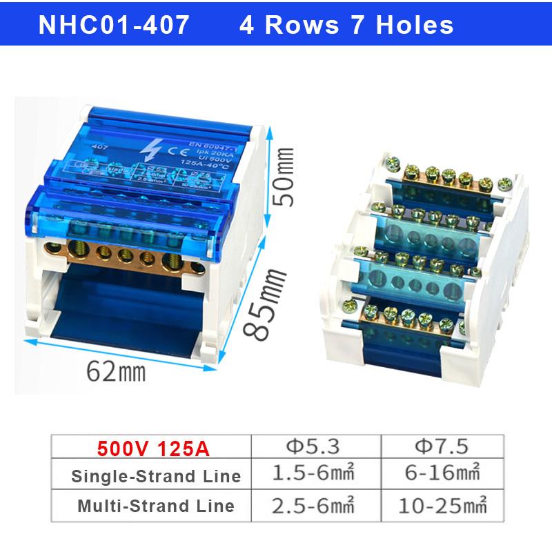 1PCS Junction Modular Screw Universal Wire Electrical Connector Din Rail Terminal Block Power Distribution Box NHC01 Series
