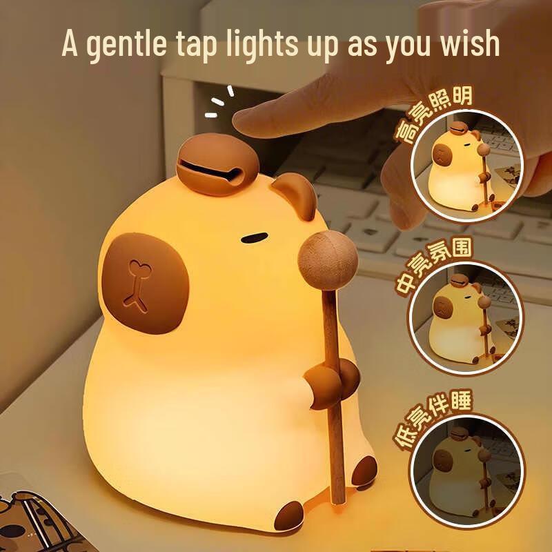 HANDUNYOU Wooden Fish Piggy Night Light