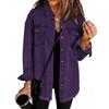 Women's Fashion Washed Denim Shirt Jacket With Frayed Hem Solid Color Outerwear