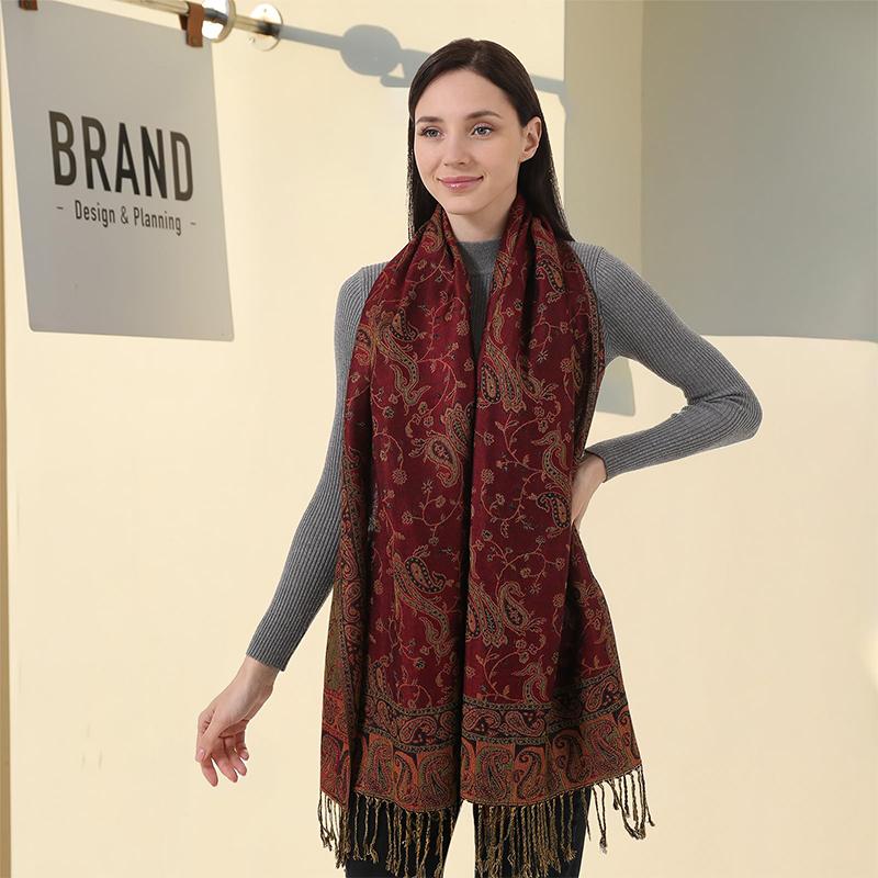 Luxusní značka podzim kašmír pašmínový šál Dámská zavinovačka Teplé zimní šátky Designový potisk Dámský šátek Foulard Bavlna Stoles