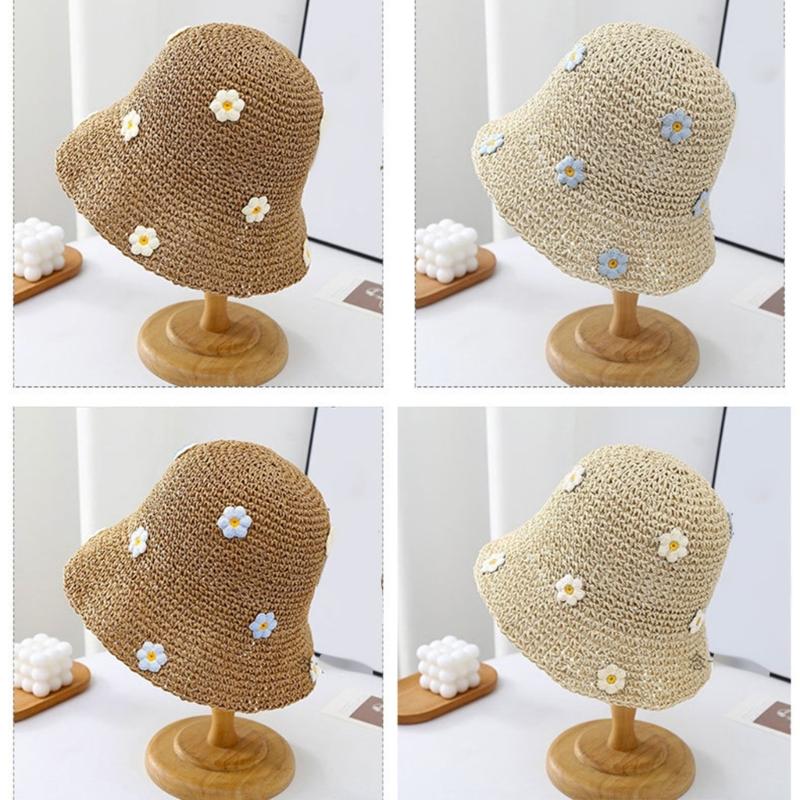 Fisherman Hat Summer Straw Hat with Flower Decoration Perfect for Teens Ladies Seeking Style Comfort