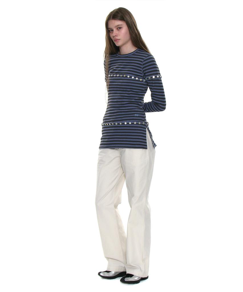 PARTIMENTO WOMEN Button-Up Transform Long Sleeve Tee_Dusty Blue St