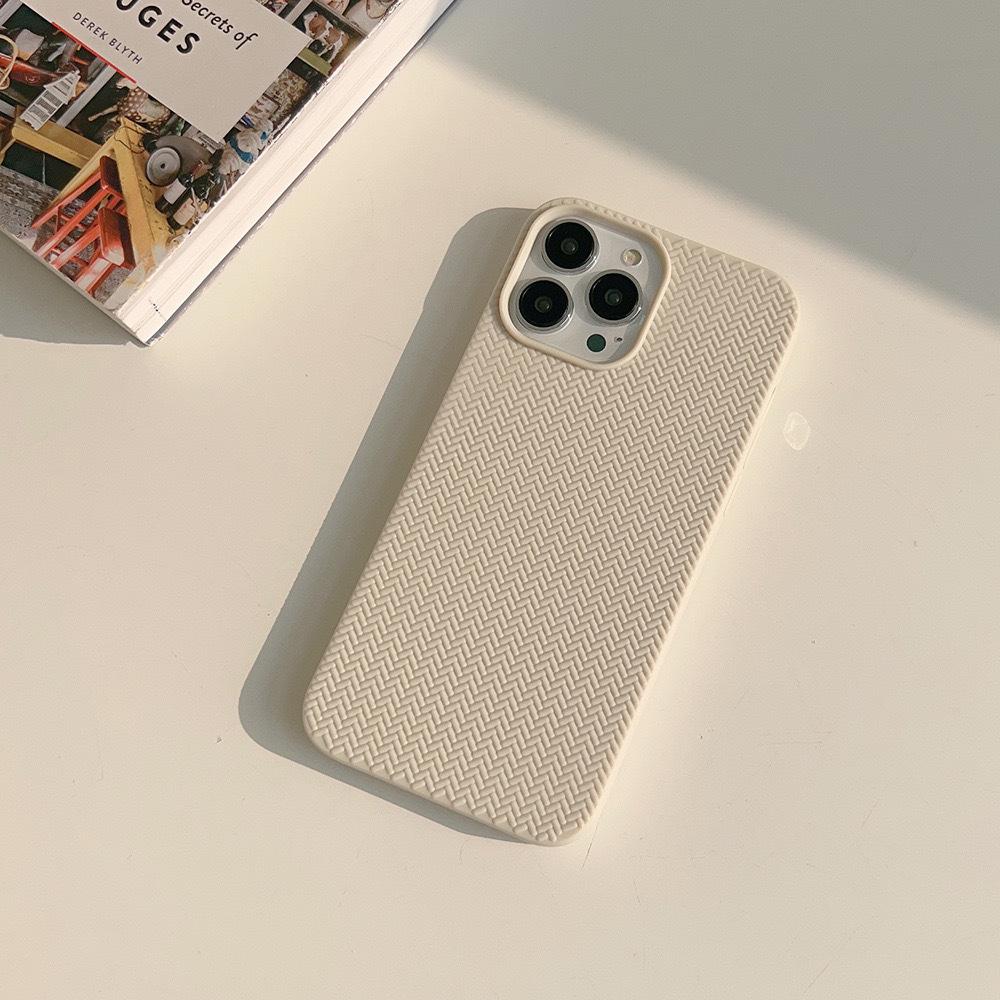 Applicable To IPhone 15 Mobile Phone Case Solid Color Ins Style Apple 13 Knitted Pattern Xs