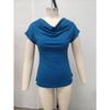Summer Spring Fashion Women's Solid Color Short Sleeve Slouchy Neck Casual Tops