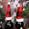 10Pcs Santa Hats Wine Bottle Covers Christmas Table Decoration Mini Cutlery Storage Bags Home Atmosphere Xmas Party