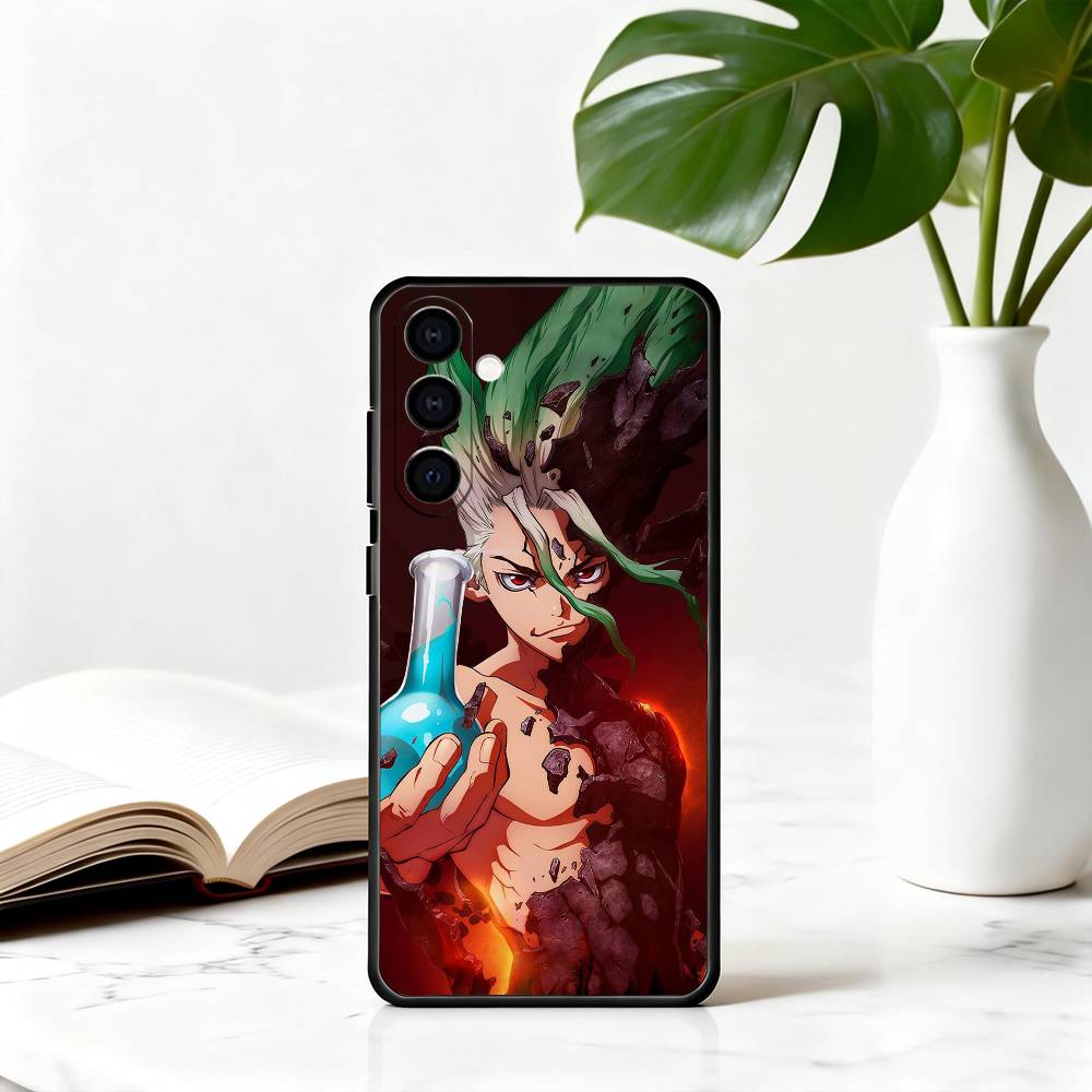 

D-Dr S-STONE S-Senku I-Ishigami-DSSI Phone Case Black Silicone Soft For Samsung Galaxy A73,A72,A71,A70,A53,A52,A51 Samsung a11