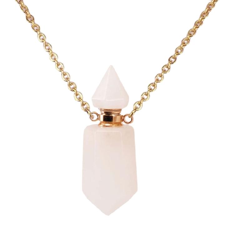 Einzigartiger Kristall Parfümflakon Halskettenanhänger Verstellbare Länge Schlüsselbeinkette Edelstahl Kabelkette Damen Choker