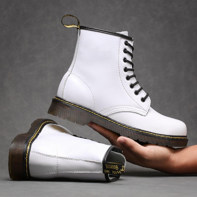 Martens Chunky Boots For Women Ladies Genuine Leather Ankle Boots Female Motorcycle Women Boots Big Size 35-46