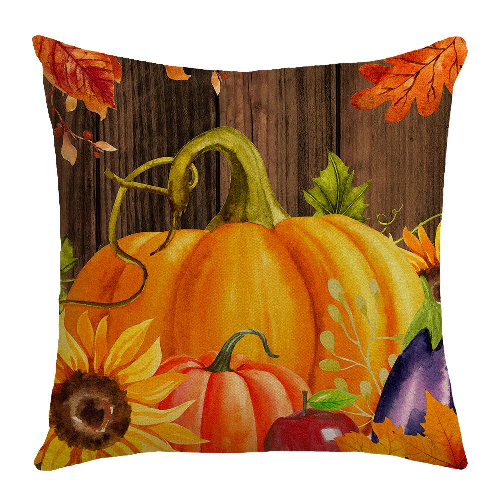 New Autumn Cushion Retro Pumpkin Gnome Farm Truck Home Cushion Pillow Cover