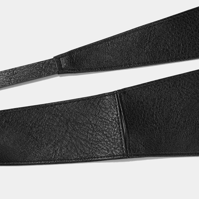 Women's Versatile and Fashionable Adjustable Leather Waist Seal for Women's Texture Wide Streamer Waist Seal for Women