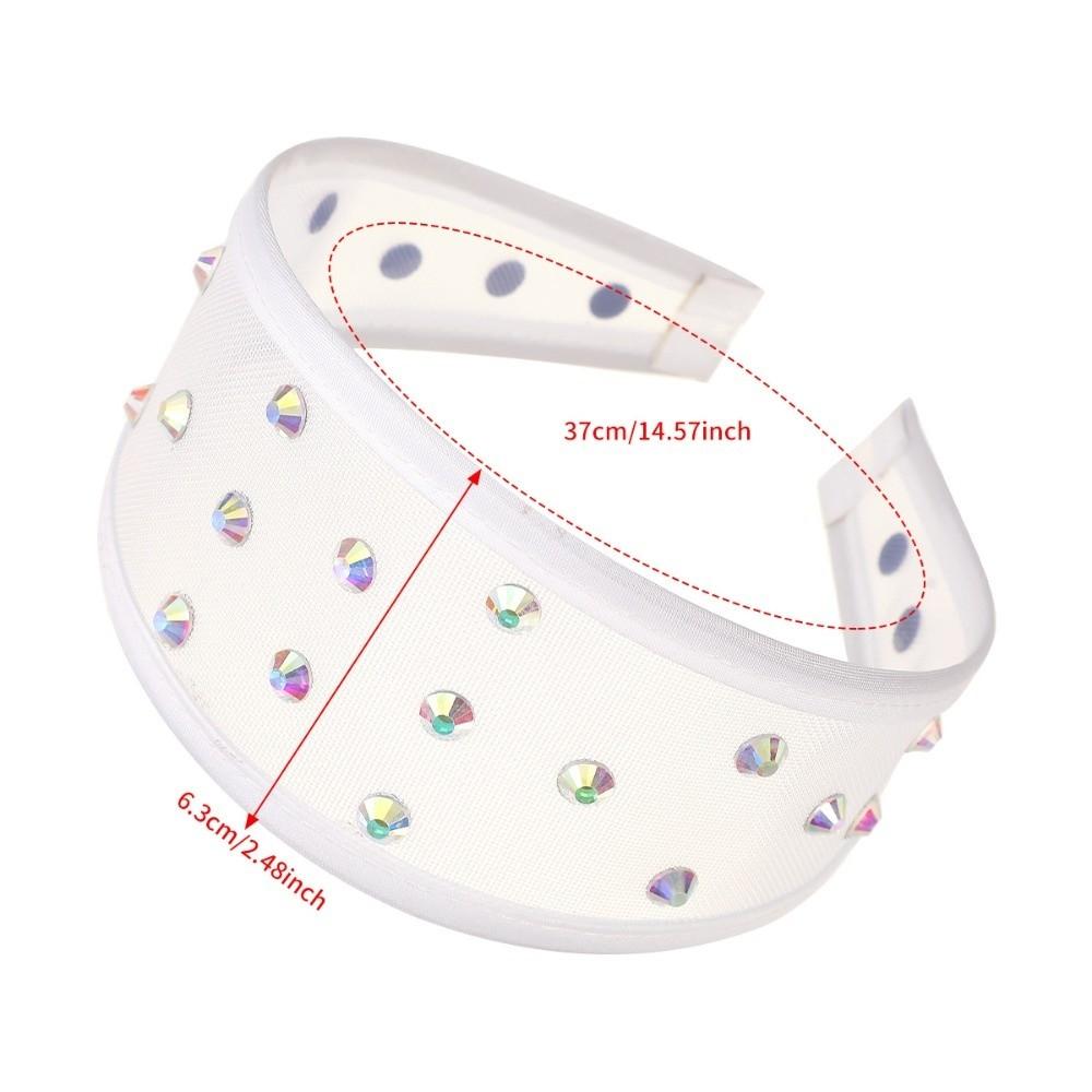 Headwear Mesh Pearls Headband Beads Waterproof Rhinestone Wide Hair Hoop Sparkling Solid Color Black White Hairband Women