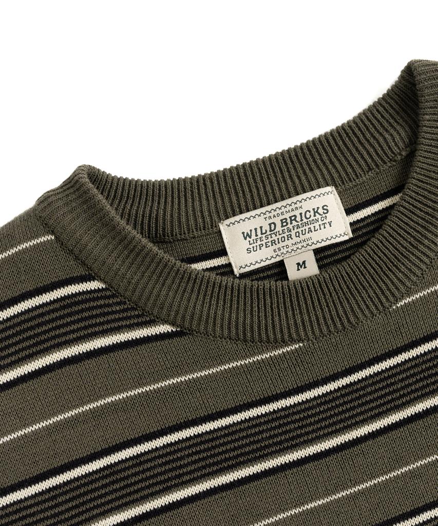 Waildeubeuligseu W23 Knitted Stripe T-Shirt (Olive&Black)