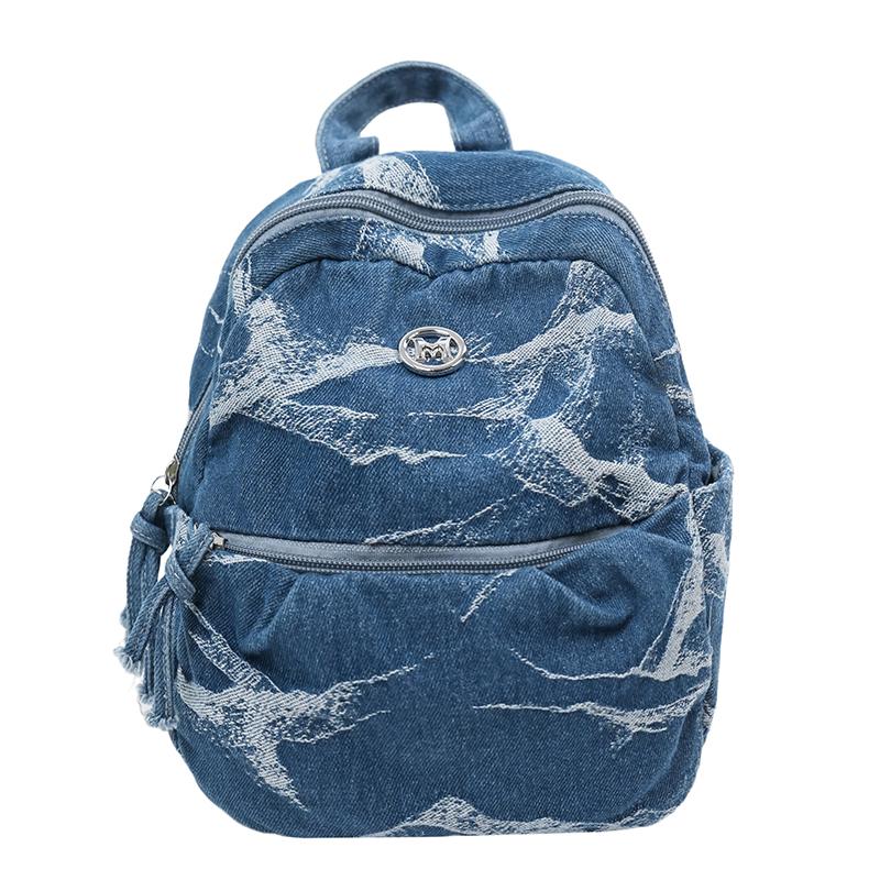 Denim Camouflage Mini Backpack Casual Fashion Women's Small Rucksack Everyday Travel Bag