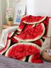 Watermelon Fruit Print Throw Blanket Soft Warm Flannel Bed Cover For Home Decor  Travel Lightweight Pattern