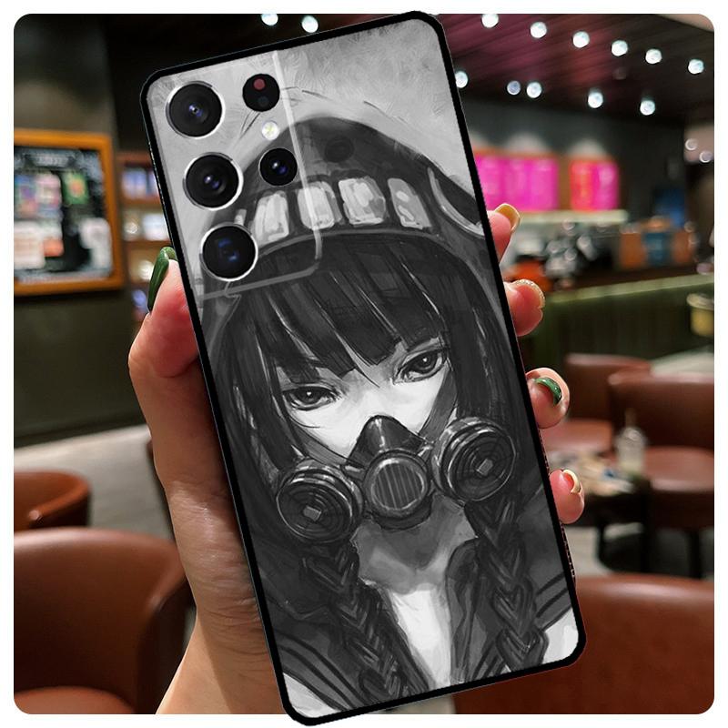 Anime Girl Mask Phone Case For Samsung Galaxy S25 Ultra S20 S21 S22 S23 S24 Ultra S9 S10 Plus S25 FE Cover