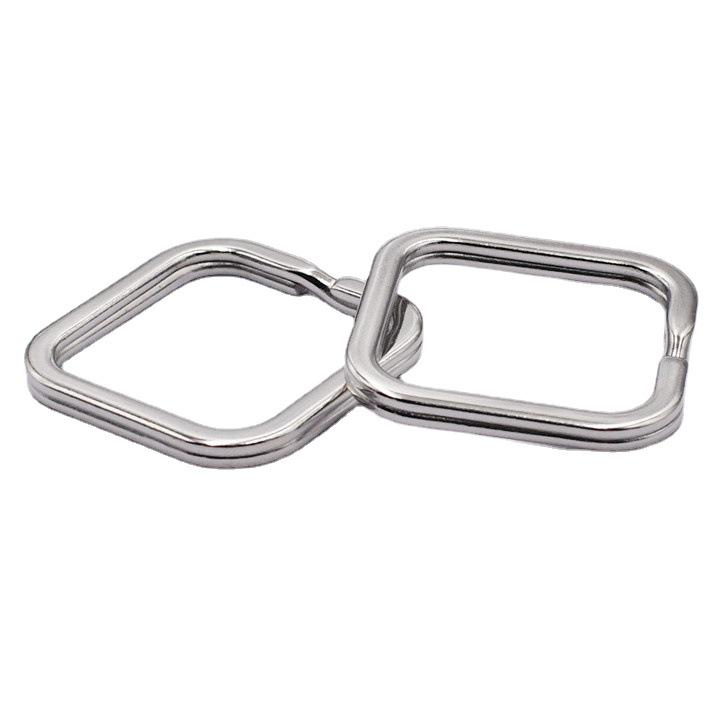 Square Key Ring, 30mm Side, Silver-White, Creative Design (K328)