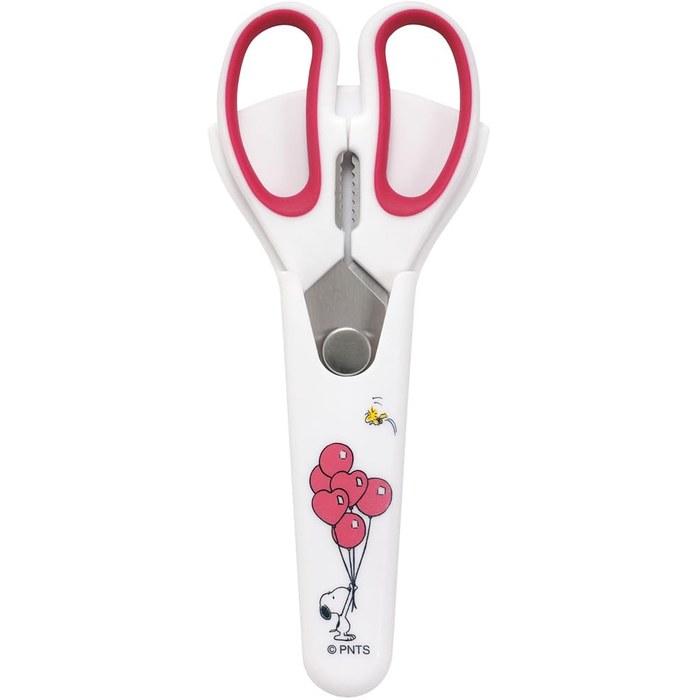 Tamahashi Kitchen Scissors 19.5cm, Detachable, with Magnetic Storage Case, Soft Handle, Snoopy SN-139, White