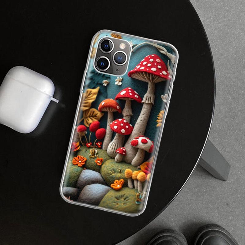 Colorful Mushroom Phone Case Cover for iPhone 18 11 12 13 Mini 14 15 Plus 16 Pro Max 17 Air 7 8 + SE Art Customized Fundas 11 12 13